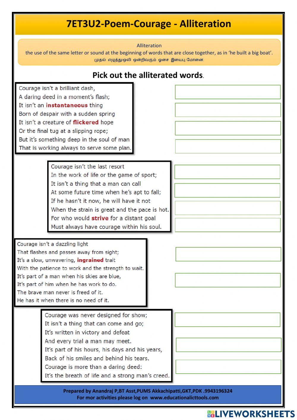 Alliteration | Free Interactive Worksheets | 2298049, image size:1000x1413