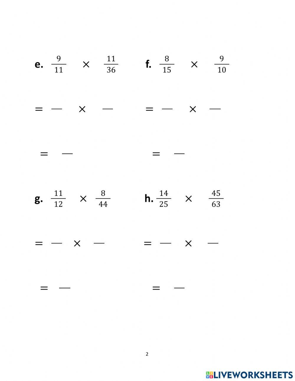 Multiplication of Fractions