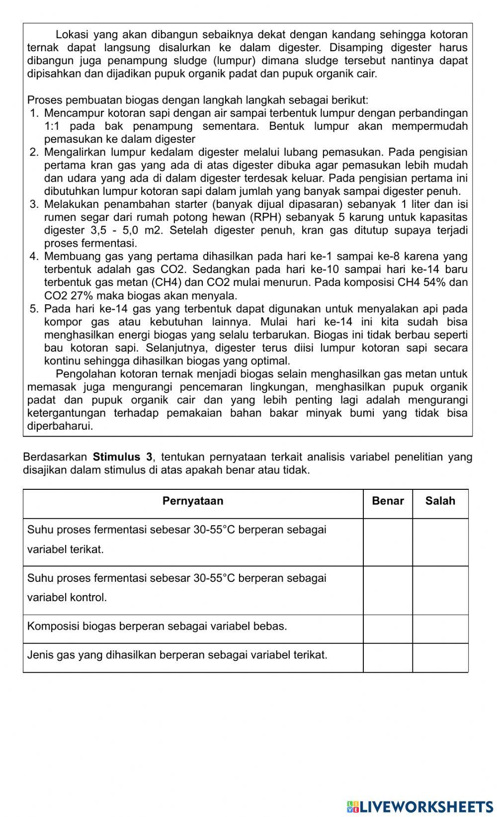 Soal Literasi Energi Terbarukan