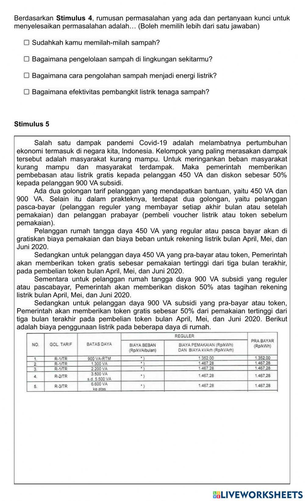Soal Literasi Energi Terbarukan