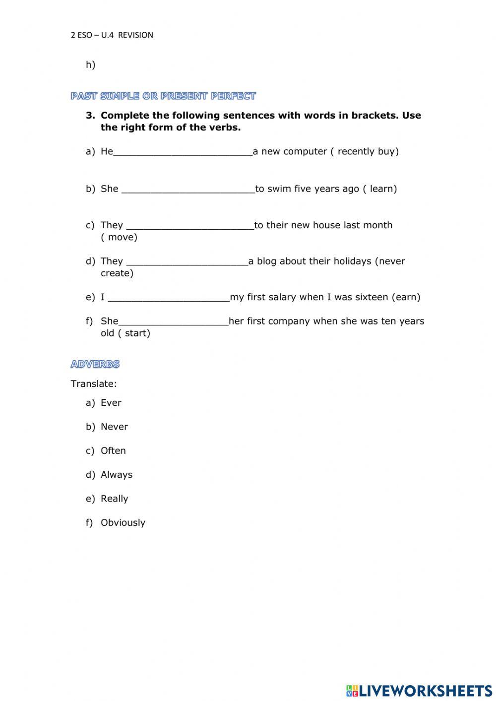 Present perfect and past simple revision