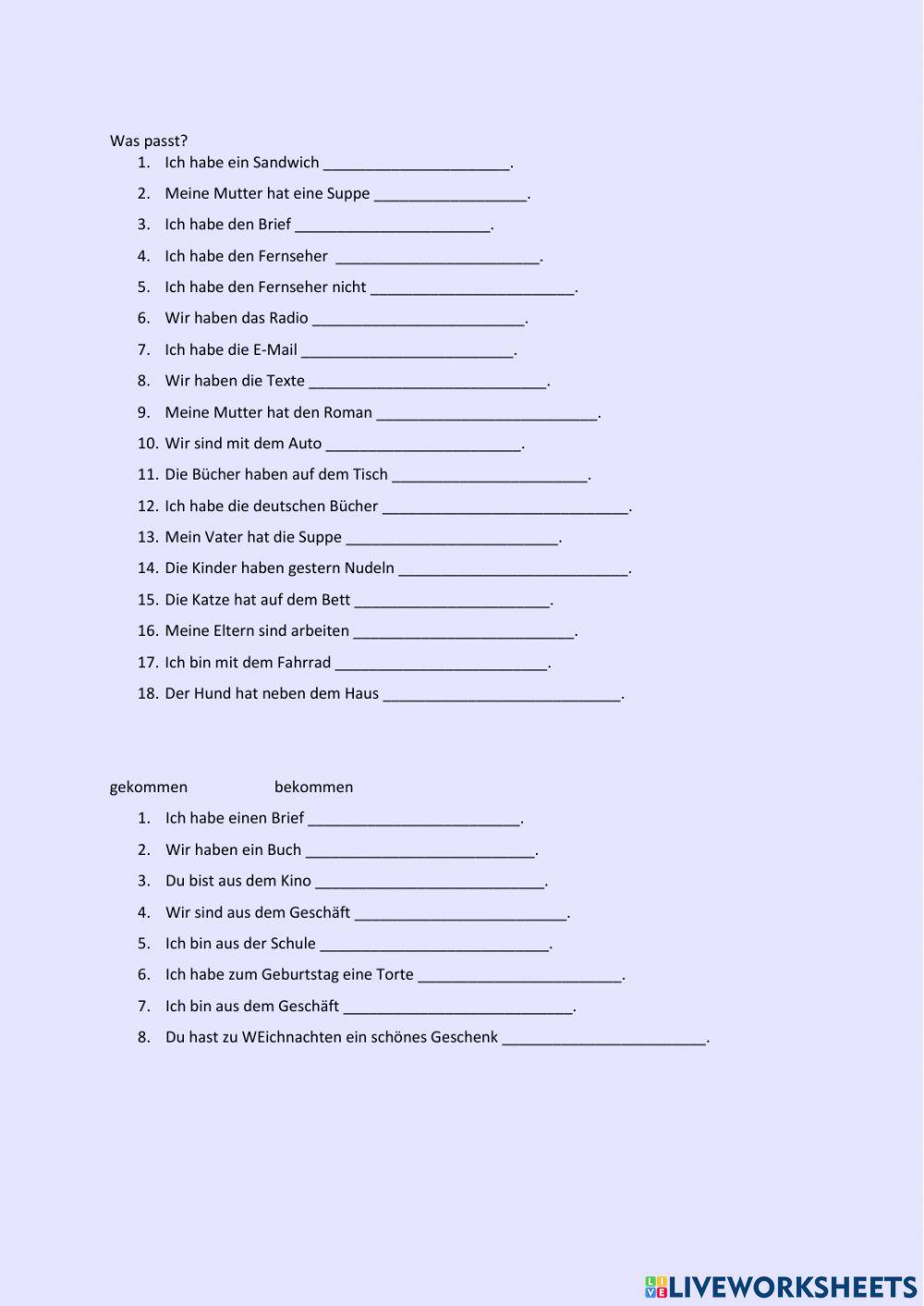 Verben - Wiederholung