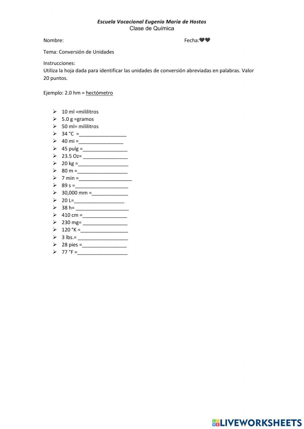 Conversión de Unidades