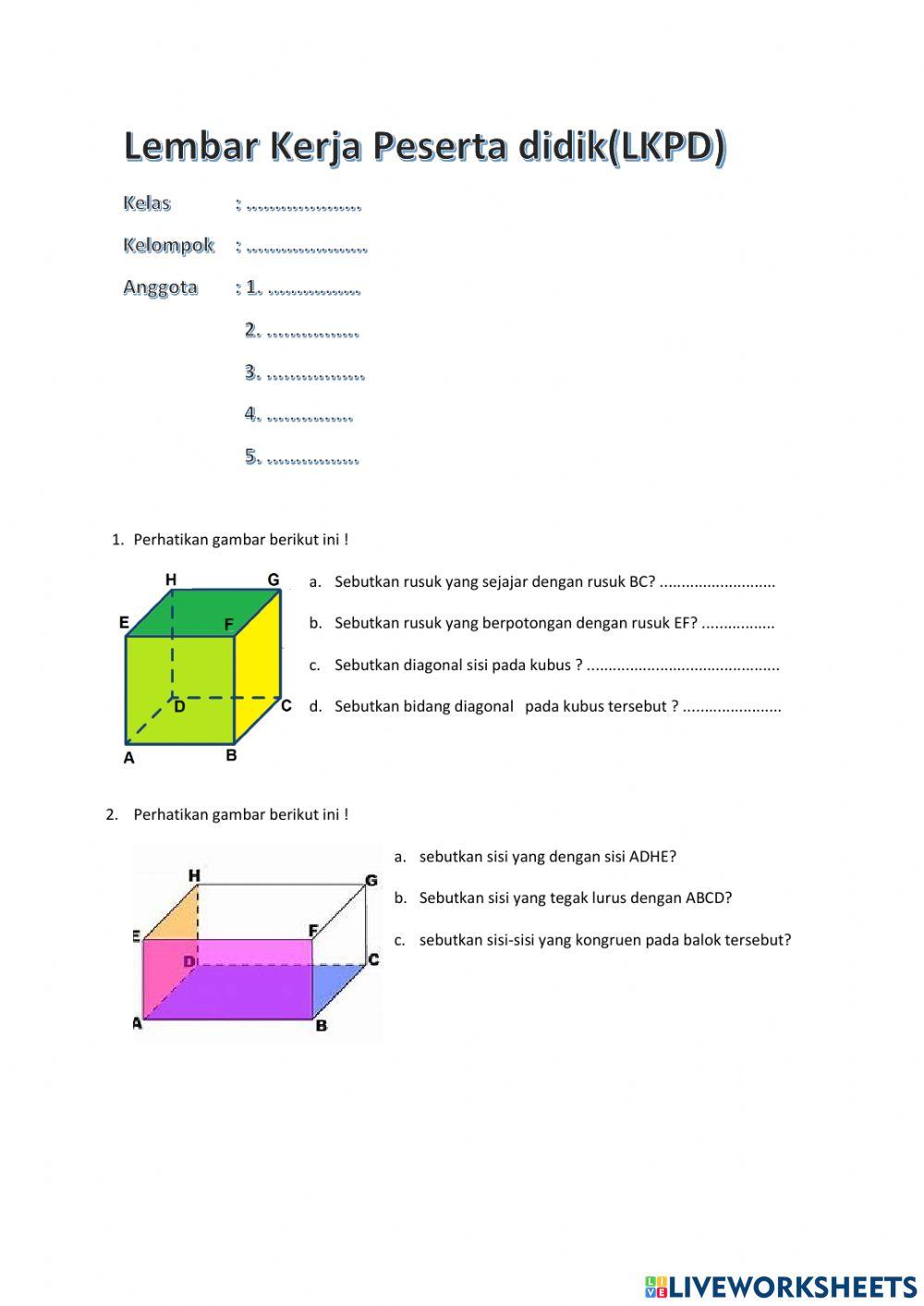 Lkpd sifat-sifat bangun ruang