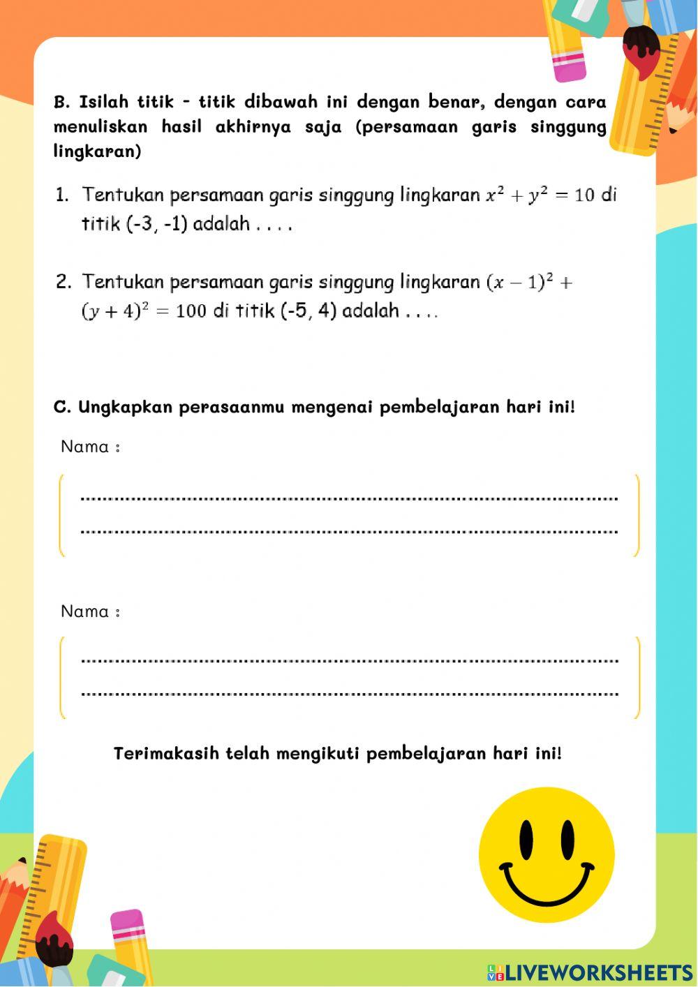 Lkpd persamaan garis singgung lingkaran kelas xi mipa