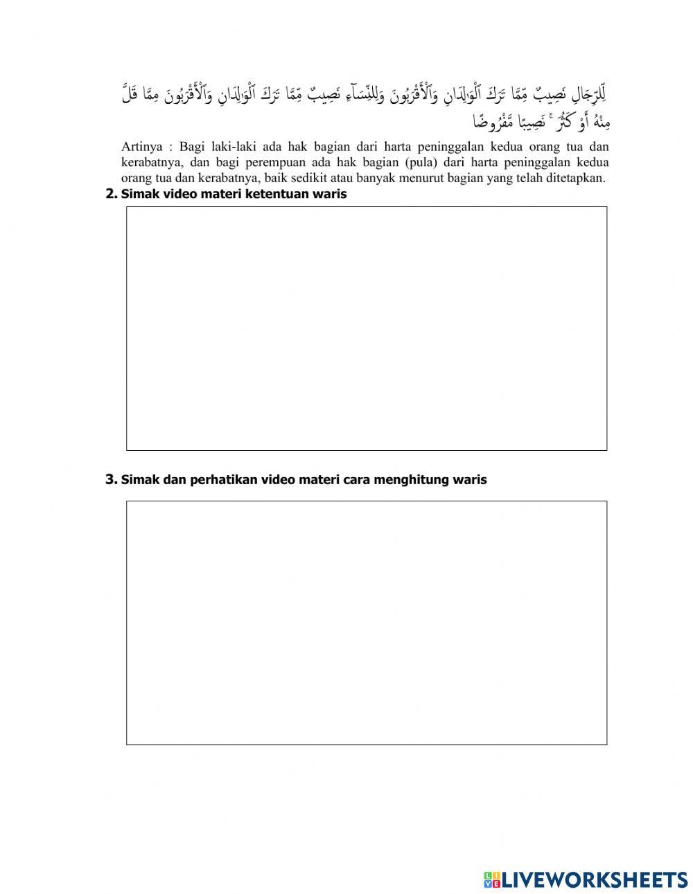 LKPD Materi Waris dalam islam