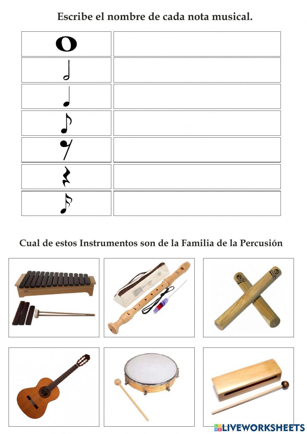 Las notas y los Instrumentos de Percusión