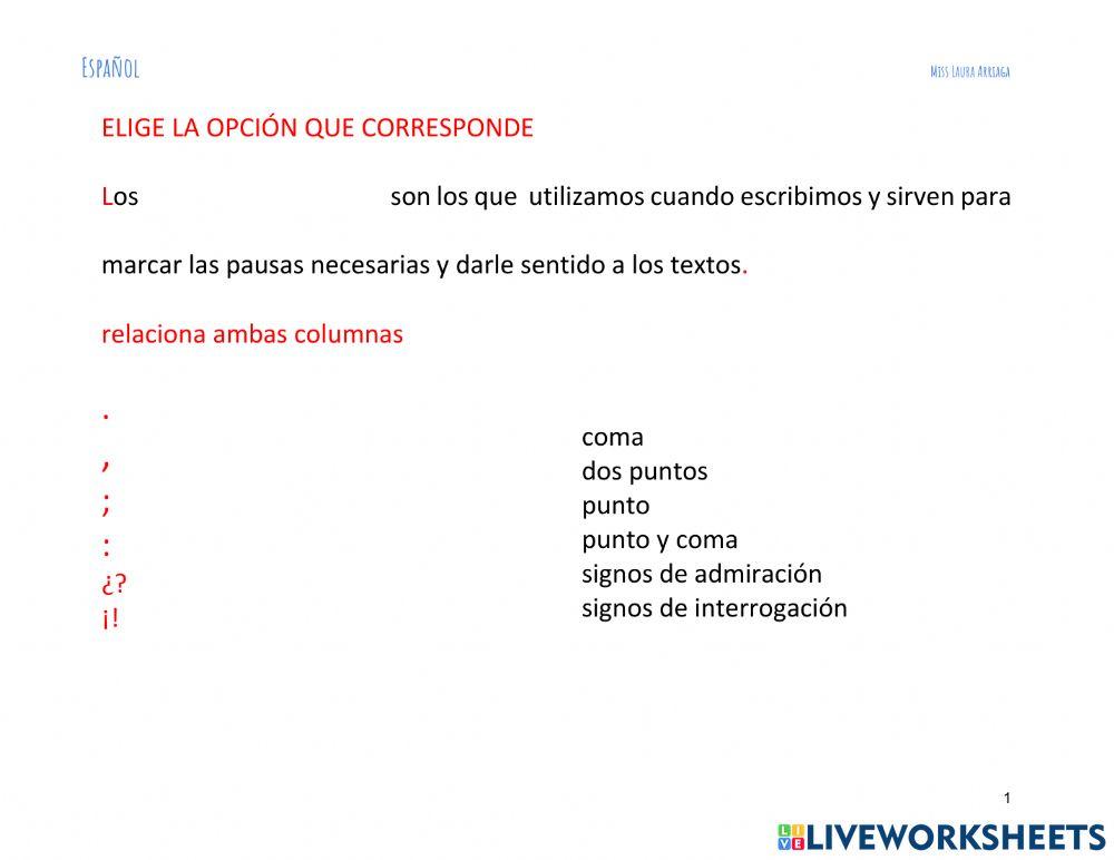 Repaso español 1er grado