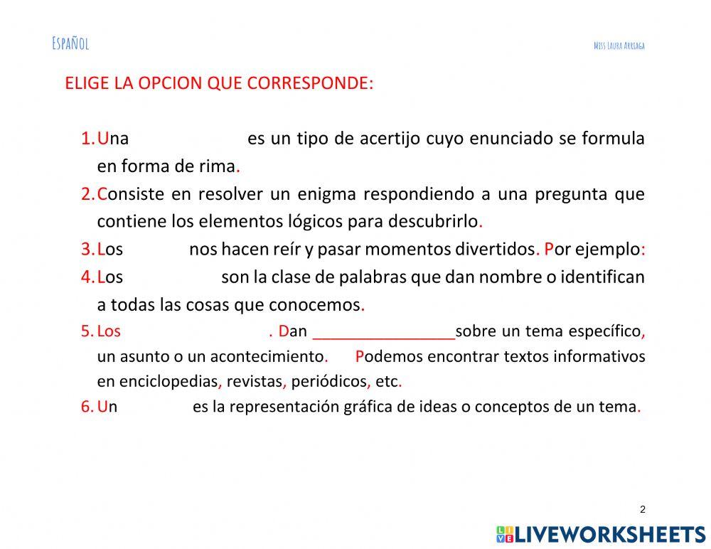 Repaso español 1er grado