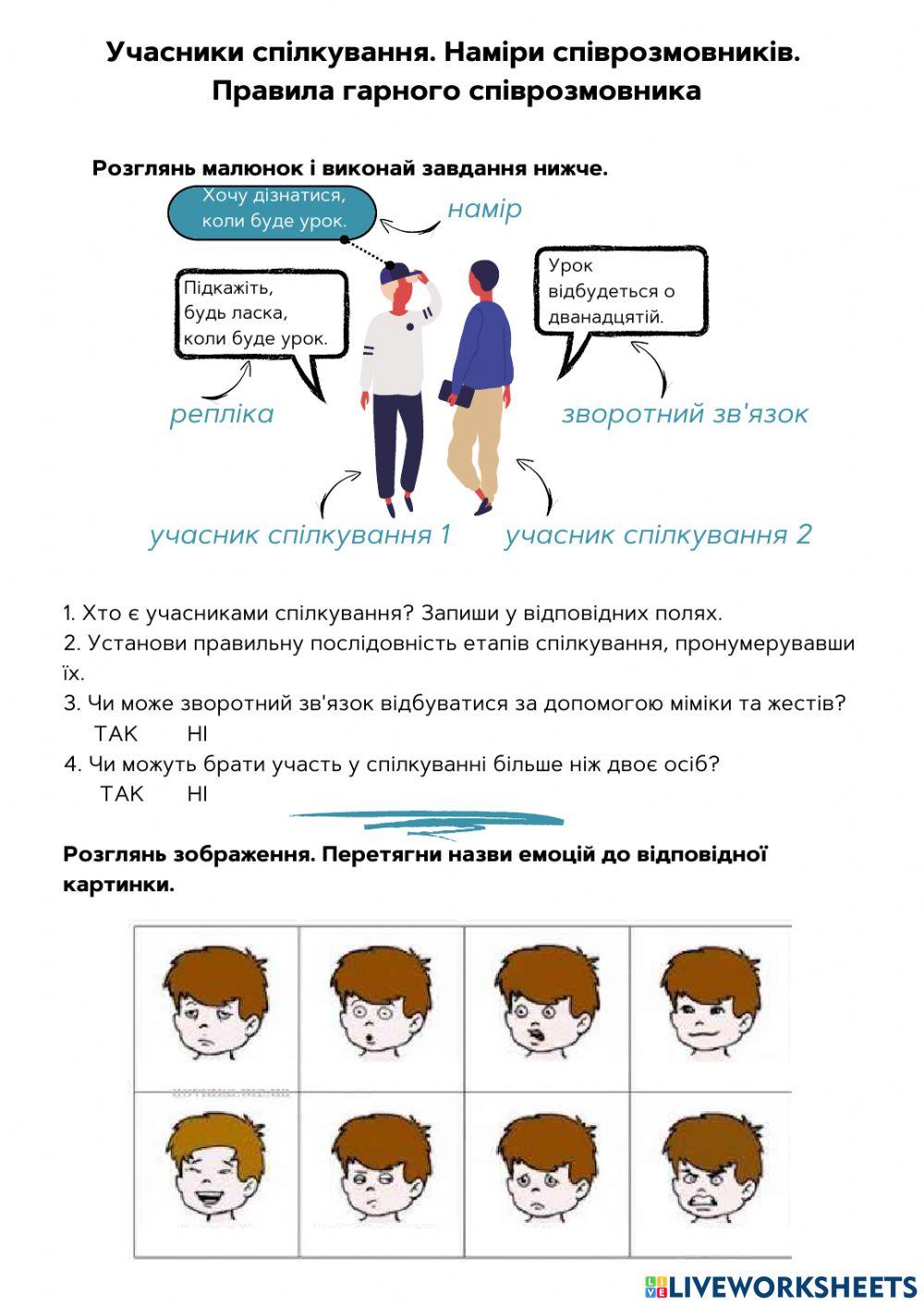 Розвиток мовлення. Учасники спілкування. Наміри співрозмовників. Правила гарного співрозмовника
