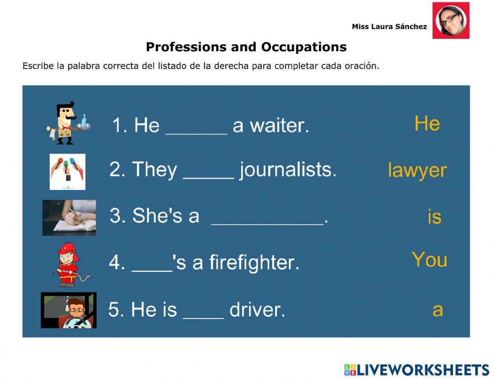 Verb to be, personal pronouns, professions