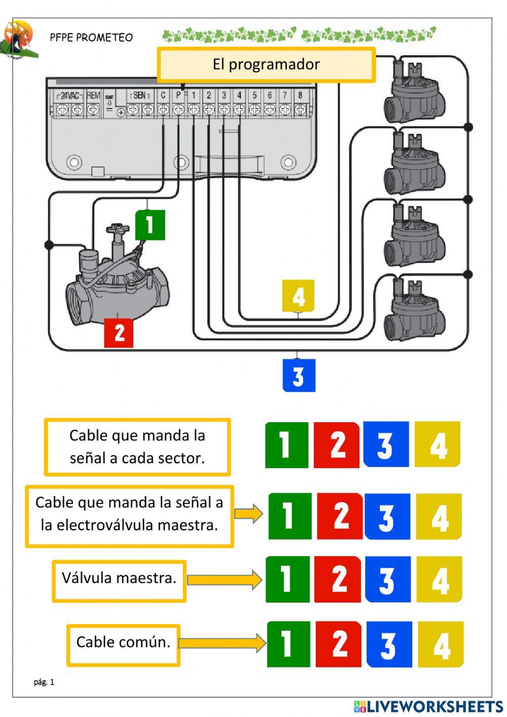 Programador y electroválvulas