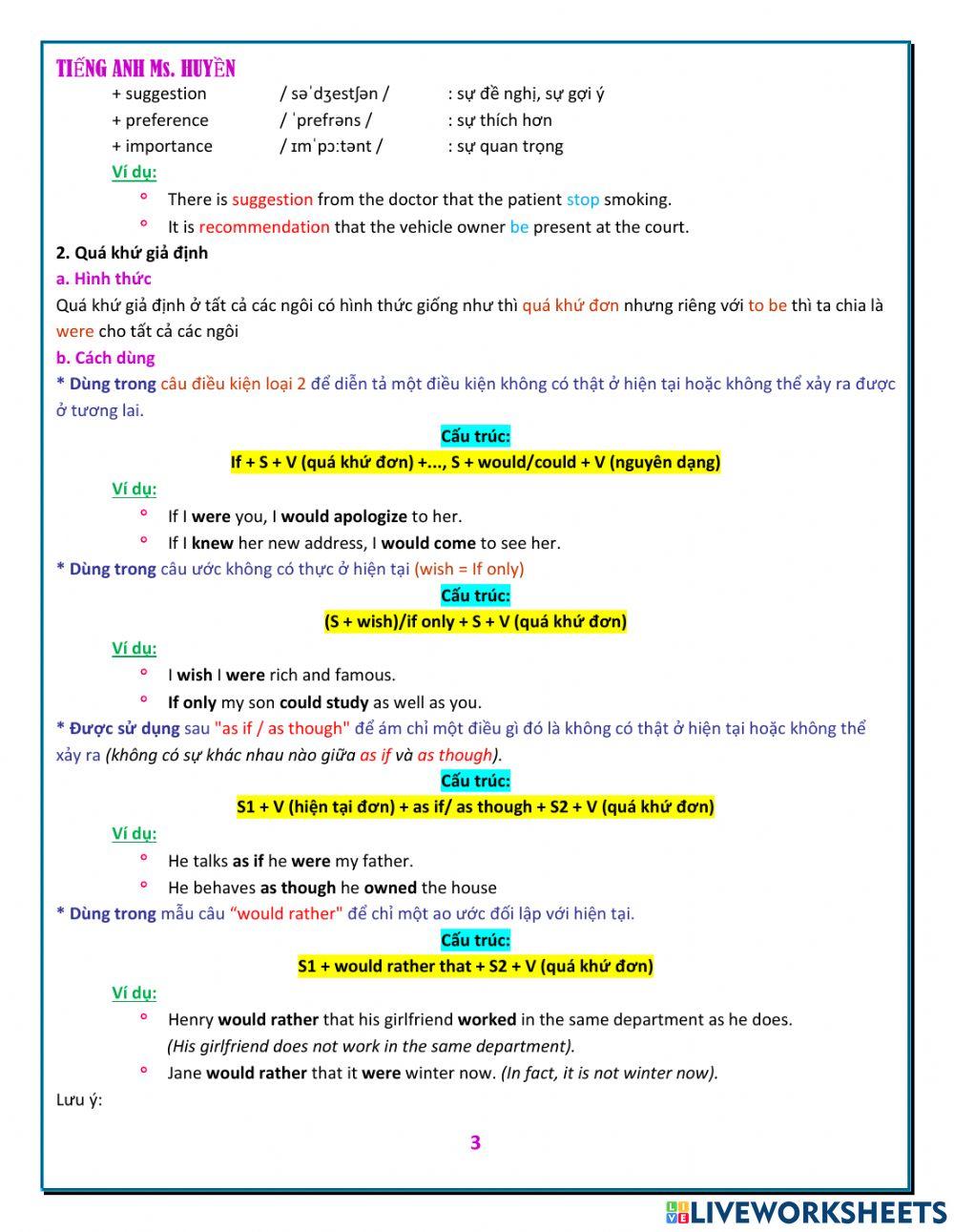 Chuyên đề ngữ pháp1. giả định cách