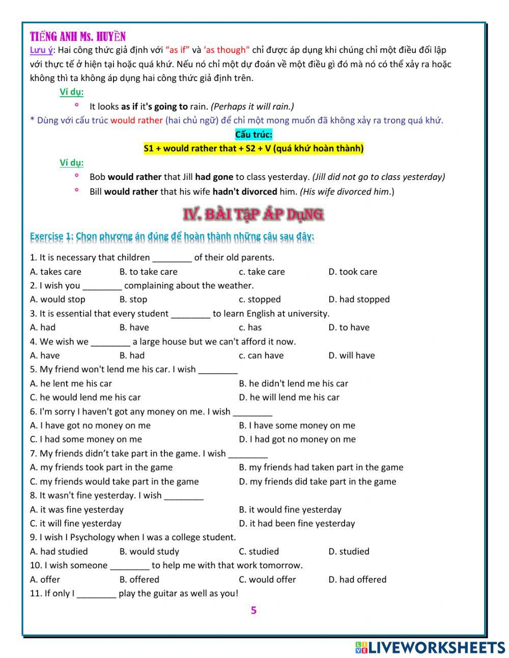 Chuyên đề ngữ pháp1. giả định cách