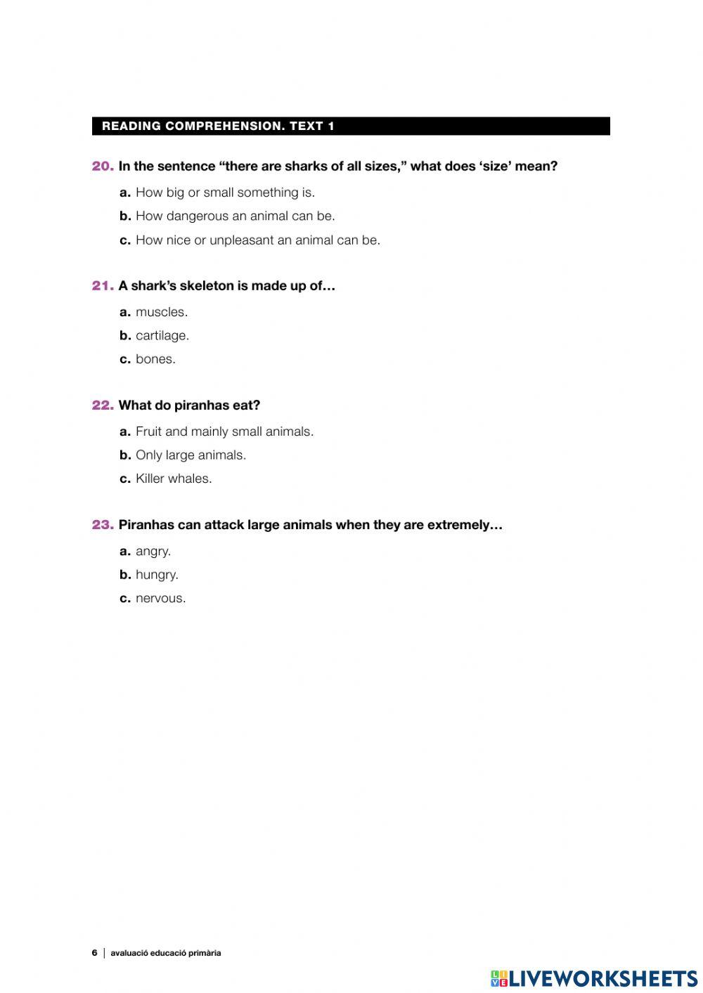 Competències Bàsiques 6è Anglès 2021-2022 Oral i Reading