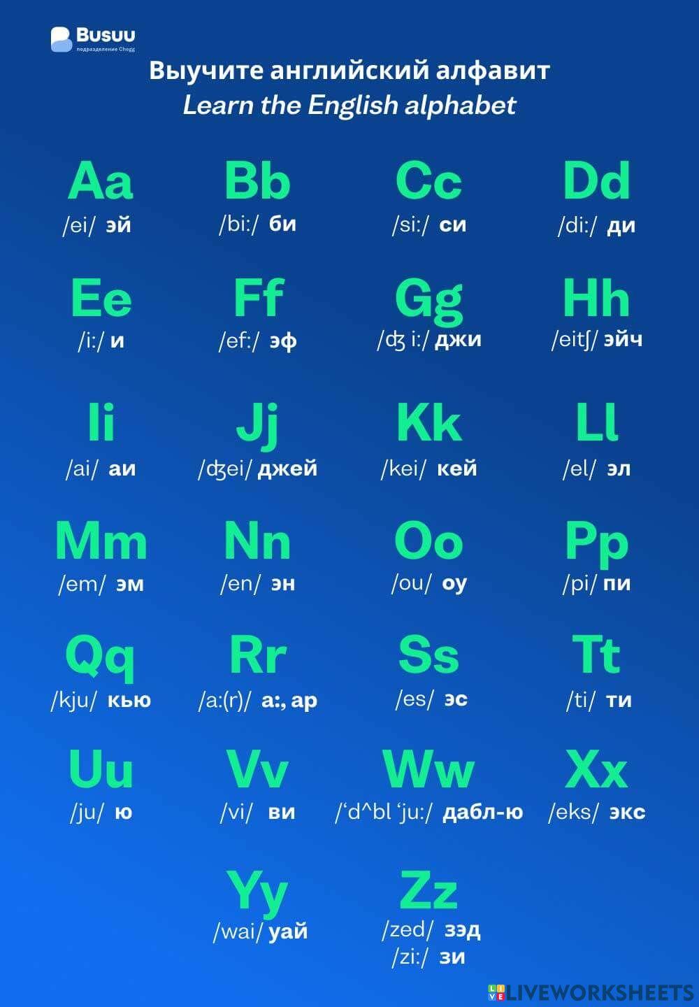 Alphabet online exercise for A1 | Live Worksheets