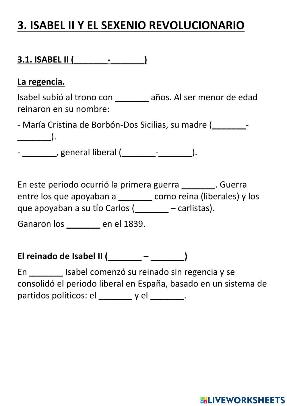 Isabel II y el sexenio revolucionario