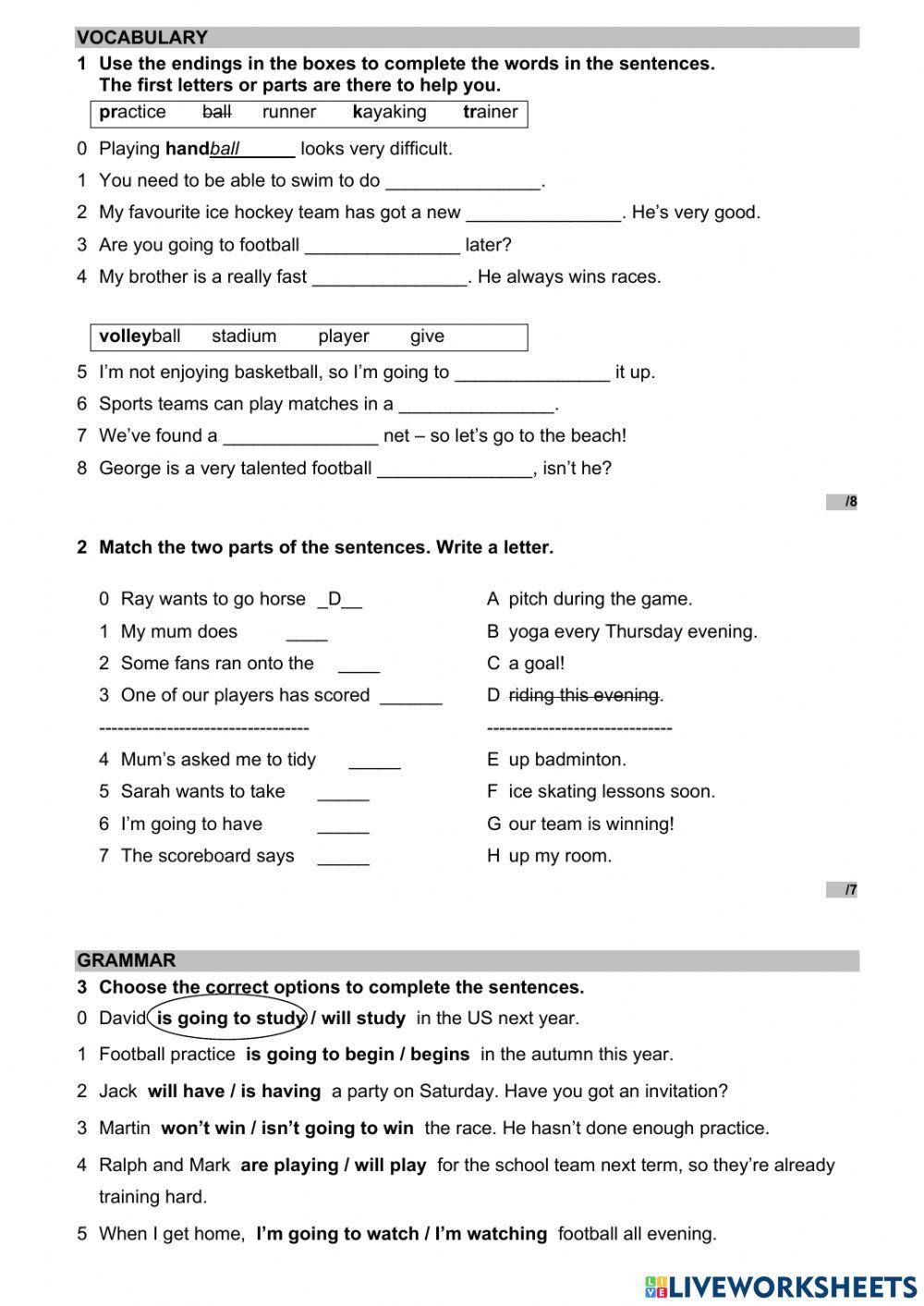 WW 3 Unit 5 language test