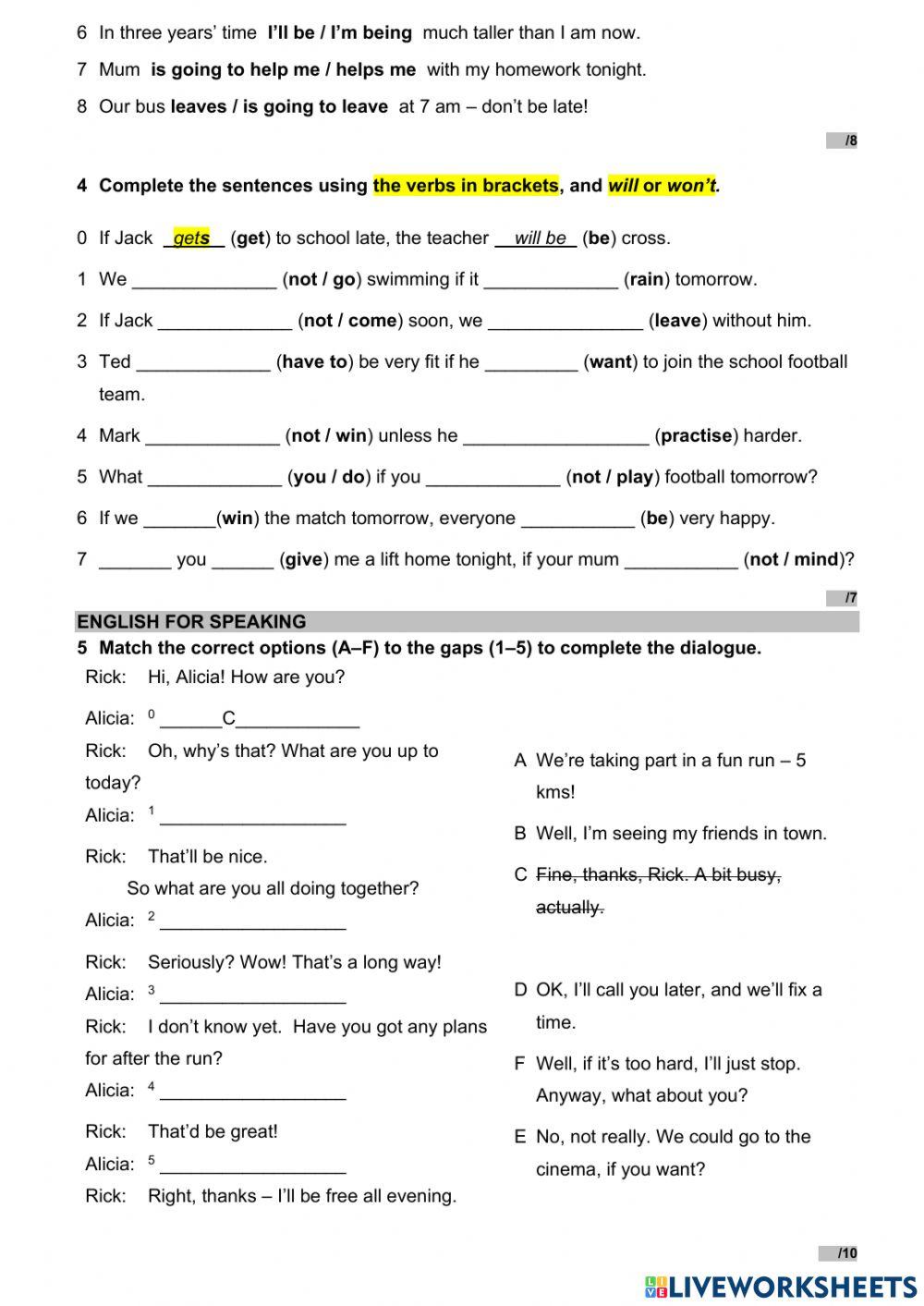 WW 3 Unit 5 language test