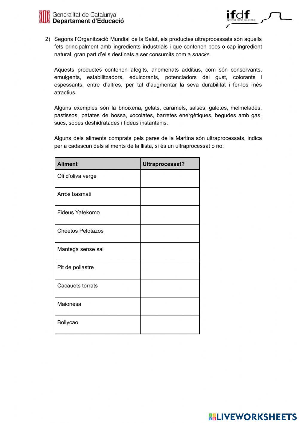Alimentació i nutrició 3r ESO