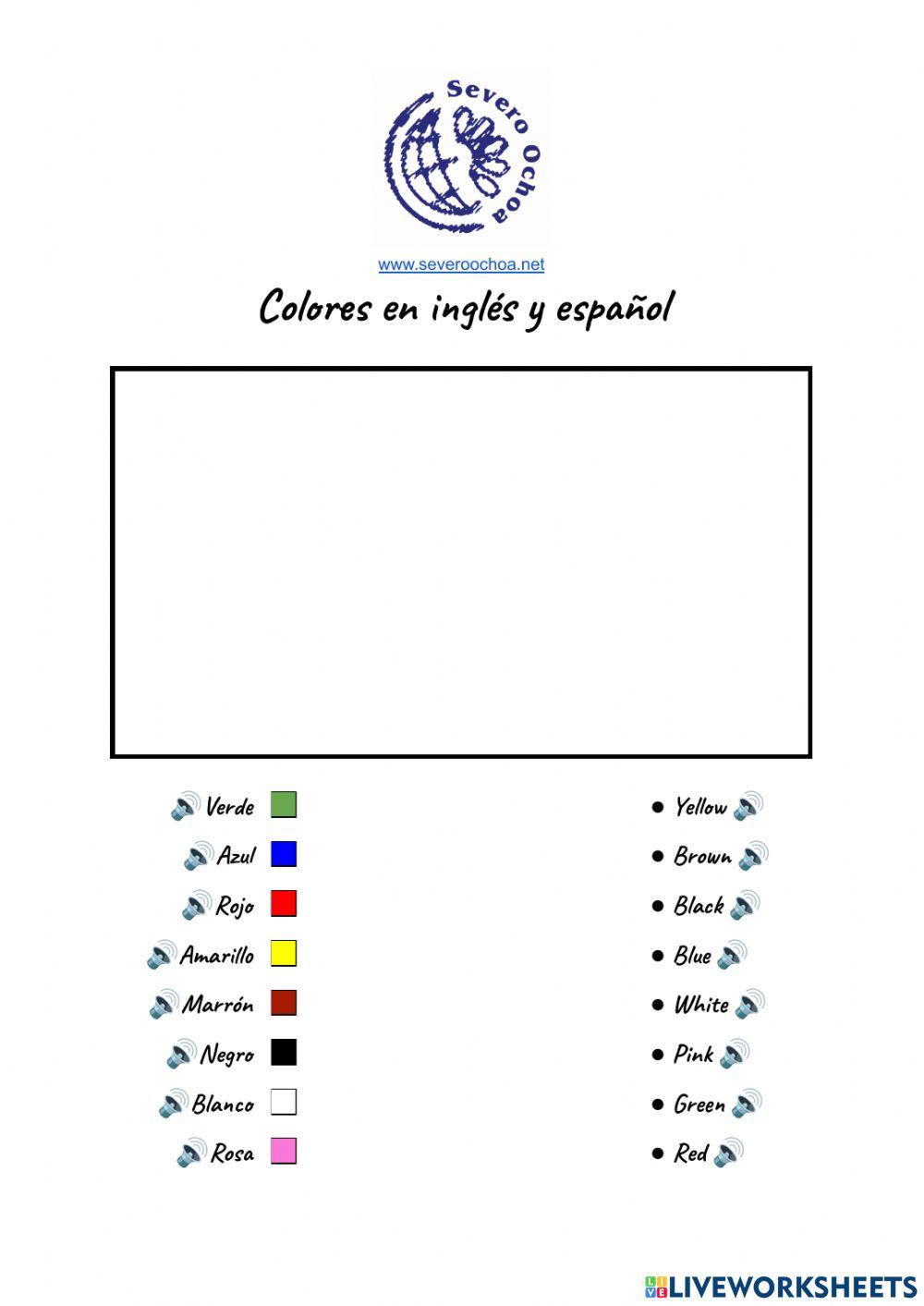Liveworksheets Colores en inglés y español