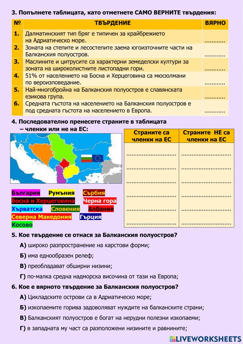 Балкански полуостров (обобщение)