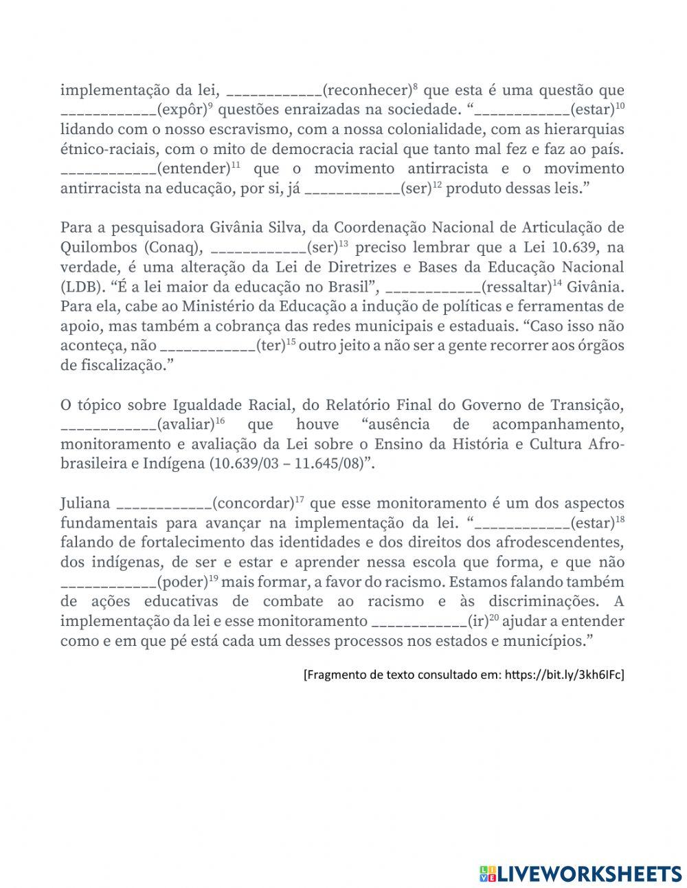 Verbos no Presente do Indicativo