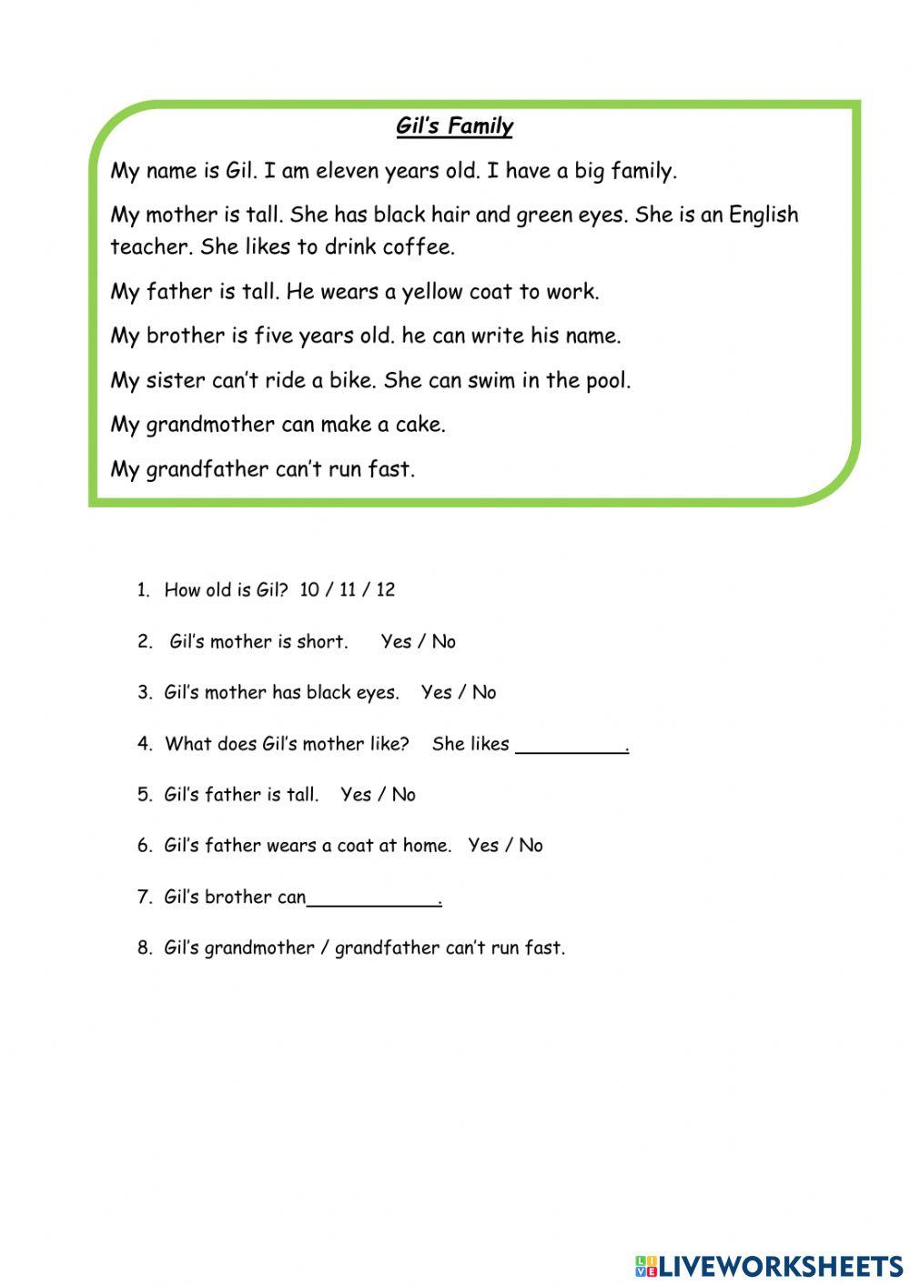 Gil's Family- 4th grade ESL