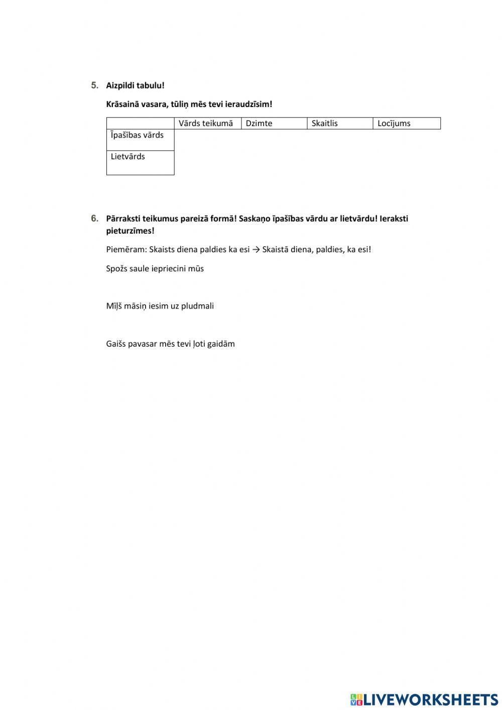 Īpašības vārda saskaņojums ar lietvārdu