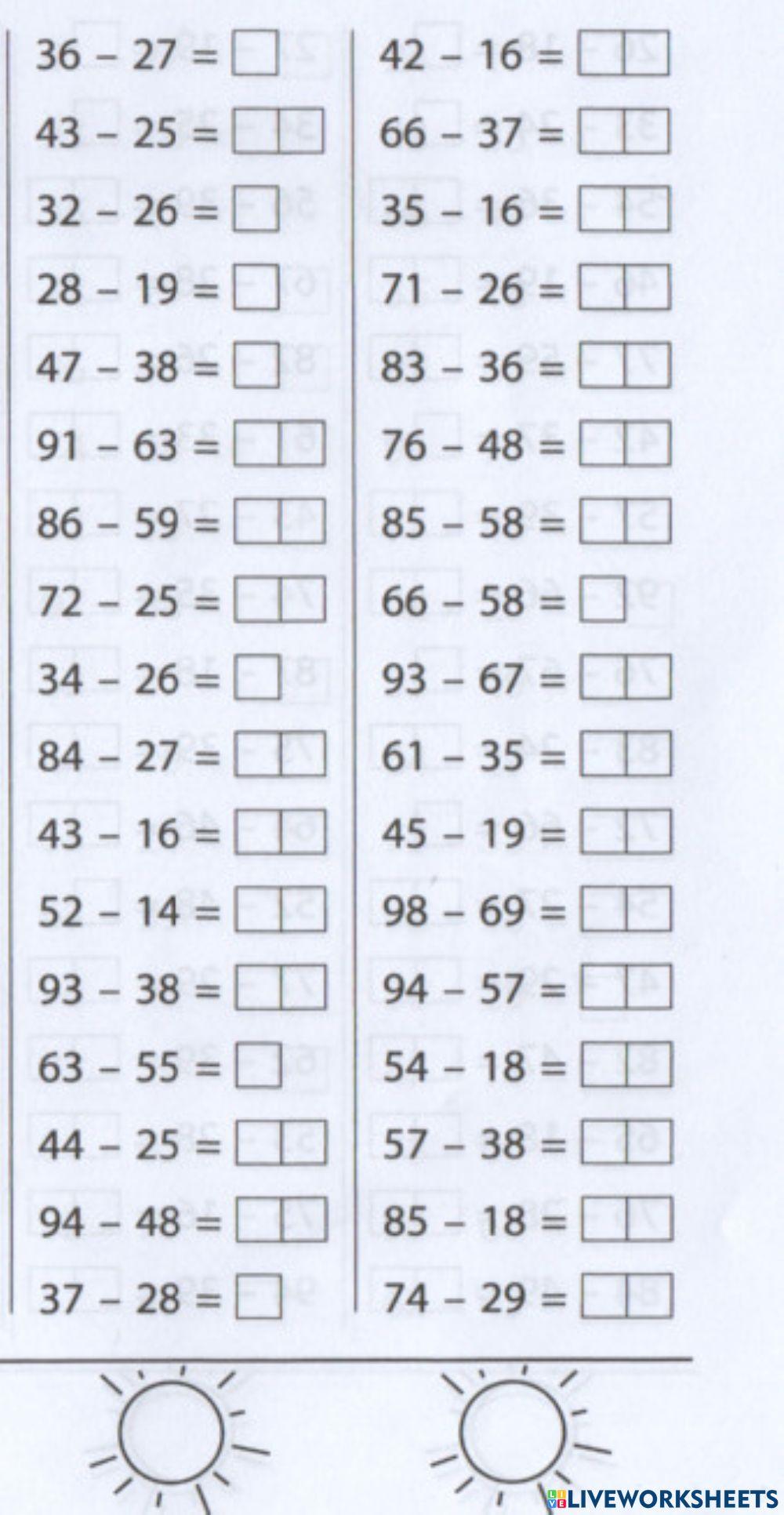 Віднімання виду 84-26 (картка 1)