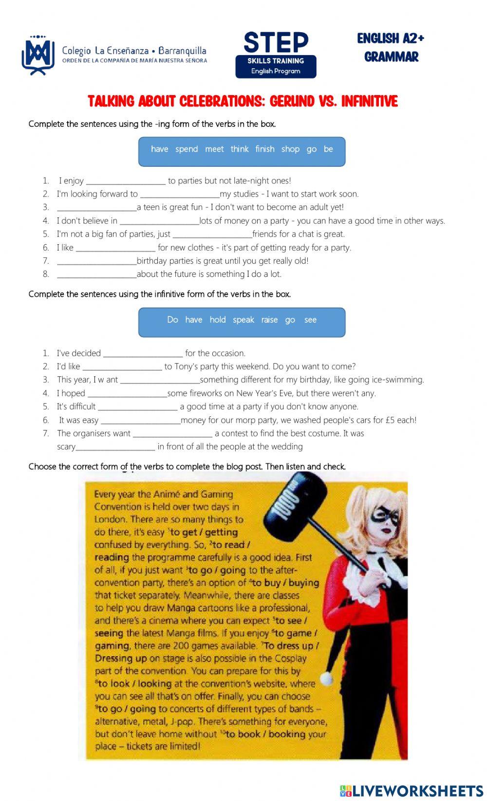 Gerund v. Infinitive