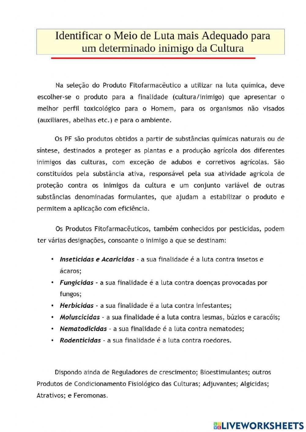 Leitura de um Rótulo Fitossanitário