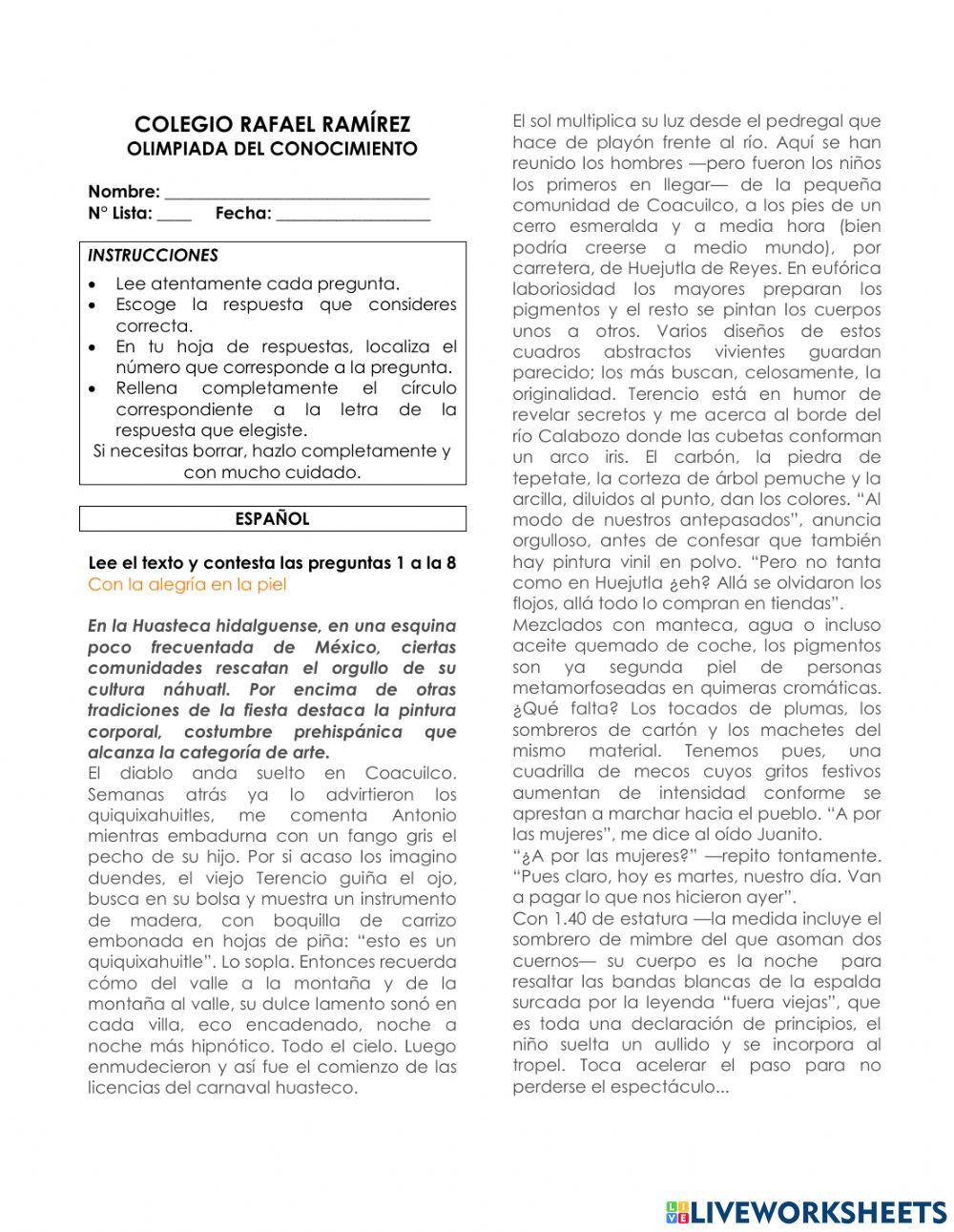 Ejercicio examen 6 olimpiada del conocimiento 2023