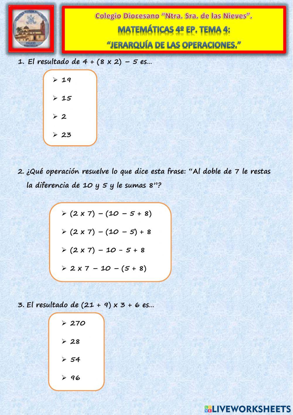 Jerarquía en las operaciones