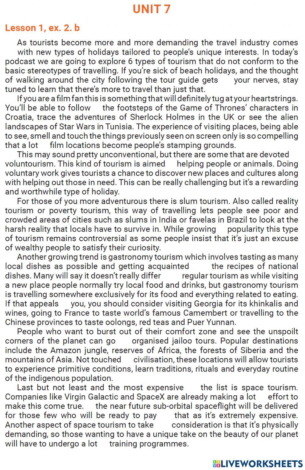 Tourism prepositions F11