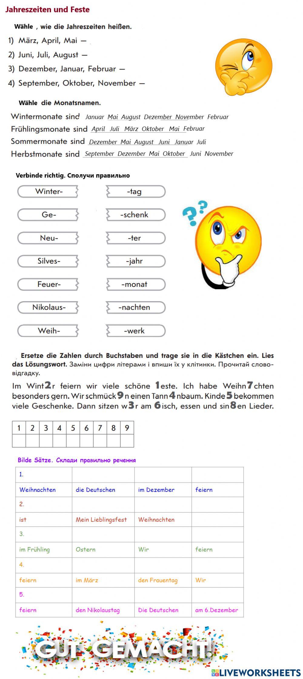 Jahreszeiten und Feste. Німецька мова 5 клас НУШ
