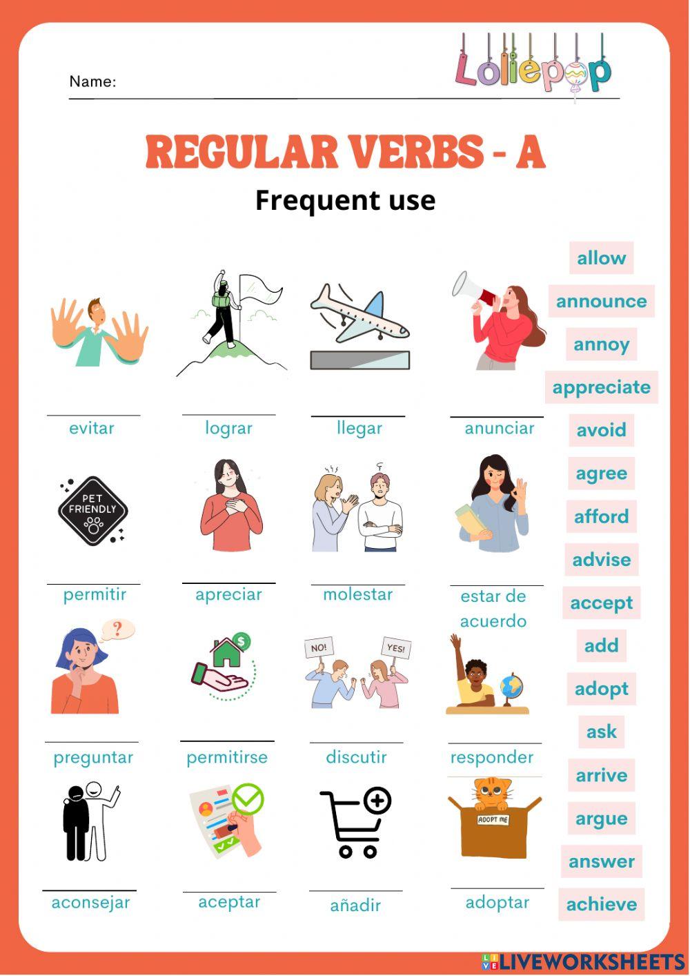Regular verbs. a-verbs
