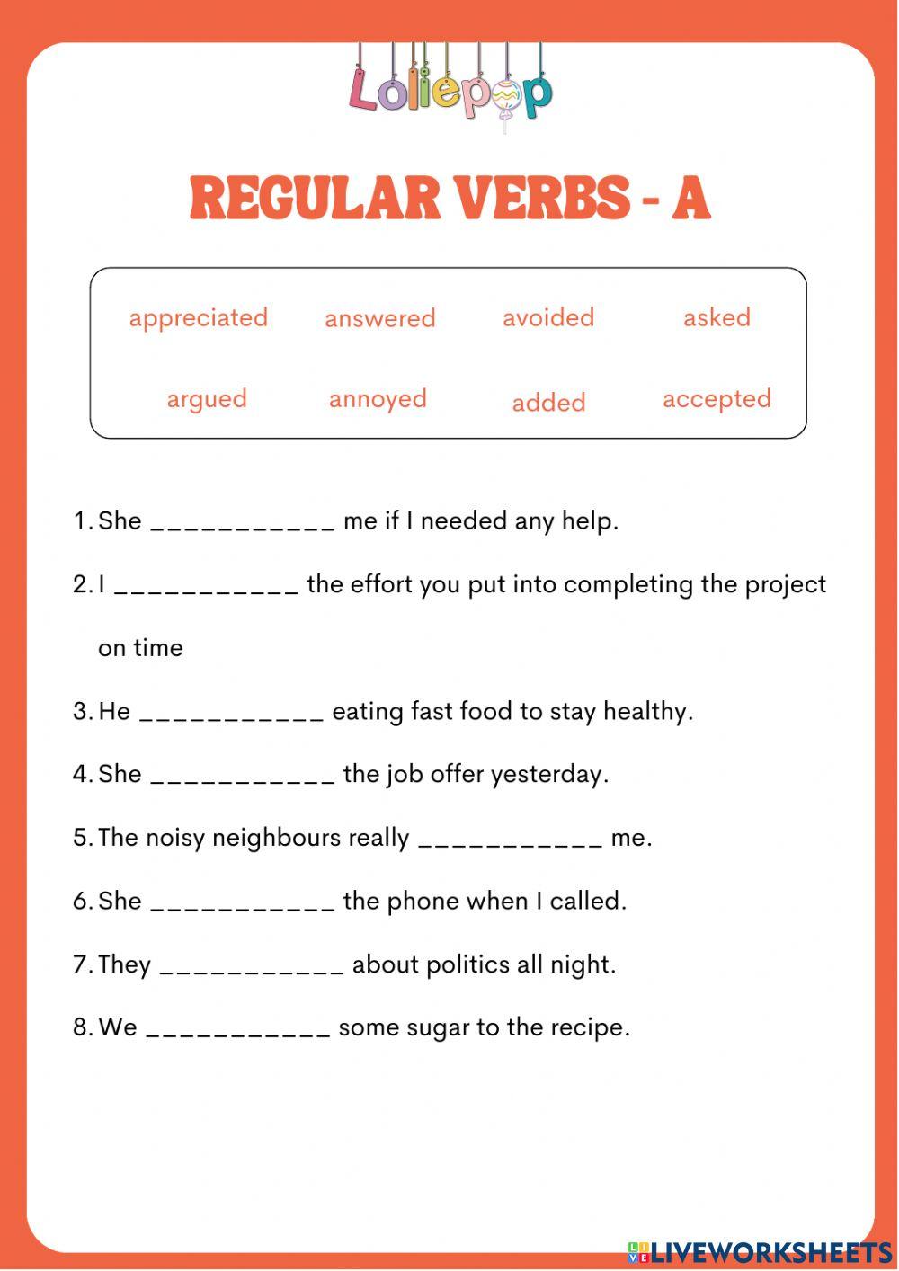 Regular verbs. a-verbs