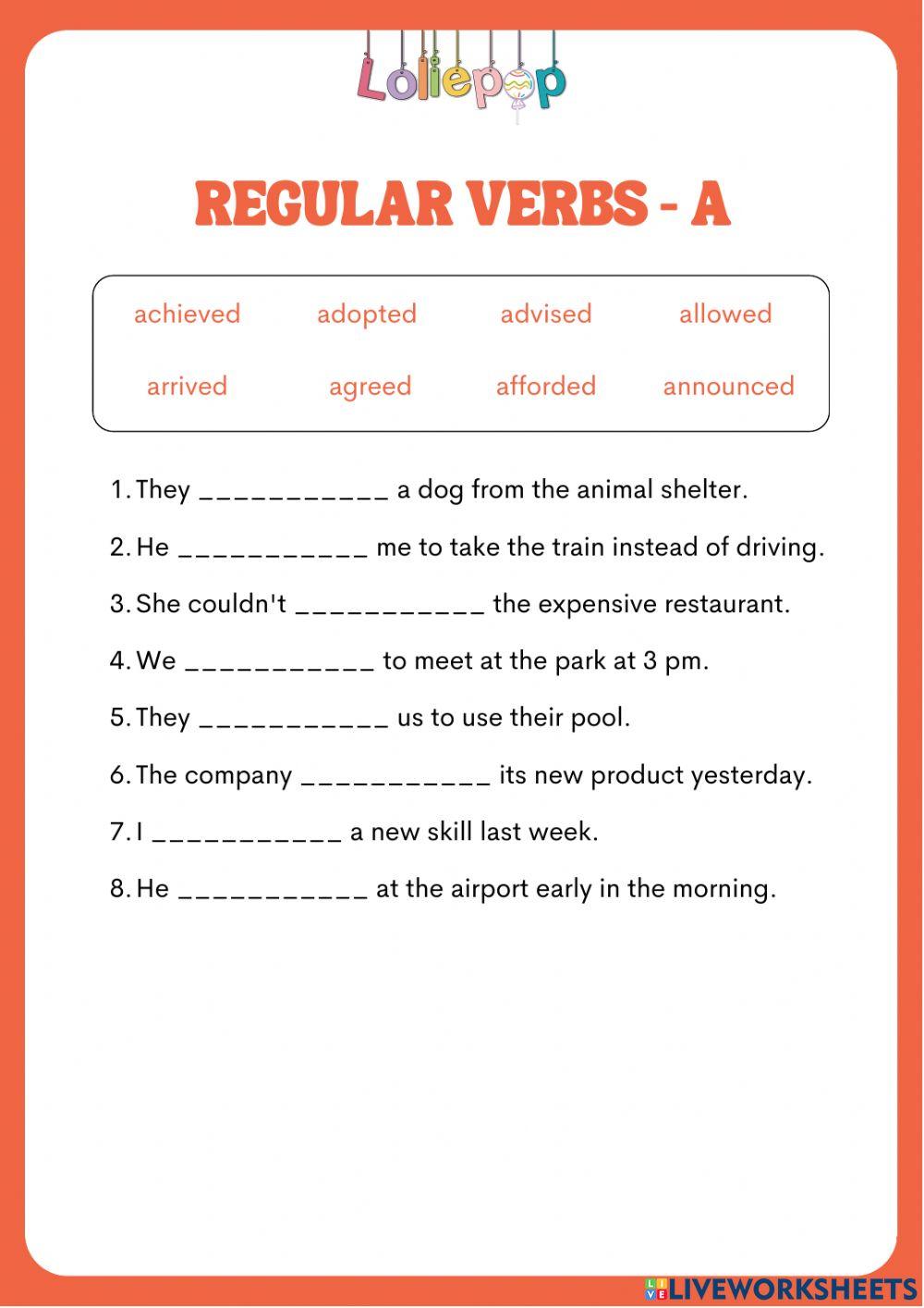 Regular verbs. a-verbs