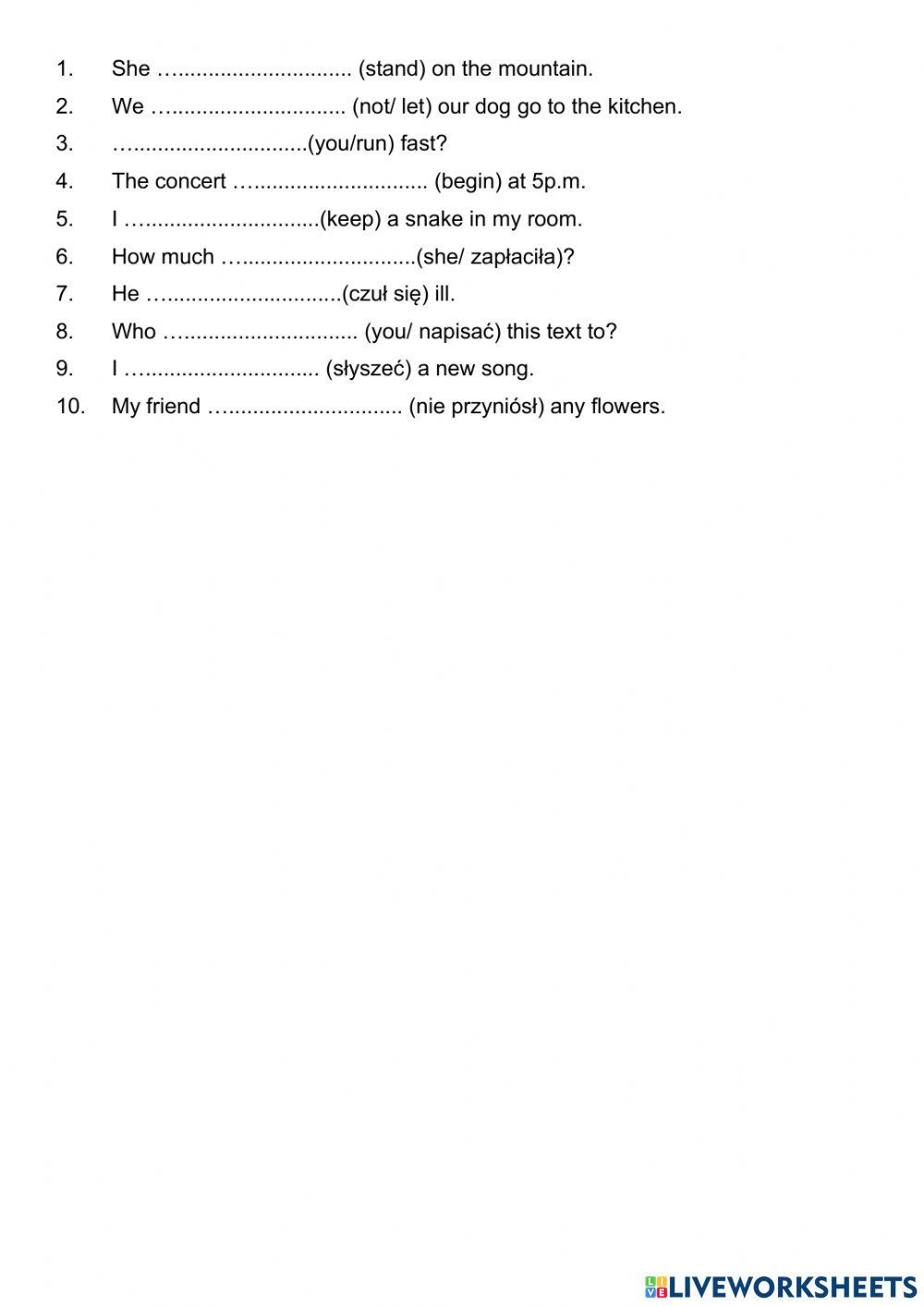Past simple irregular verbs