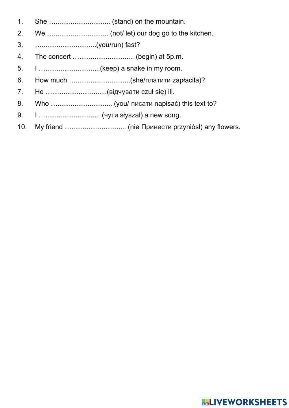 Past simple irregular verbs
