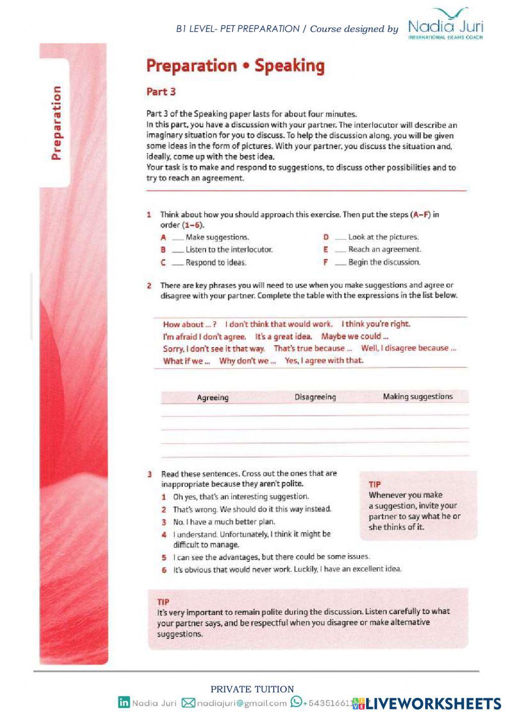 OXFORD PET TRAINER TEST 1 SPEAKING PARTS 3 AND 4