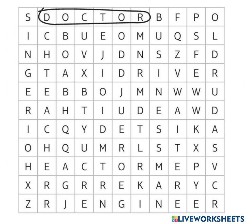 Job crossword worksheet Live Worksheets