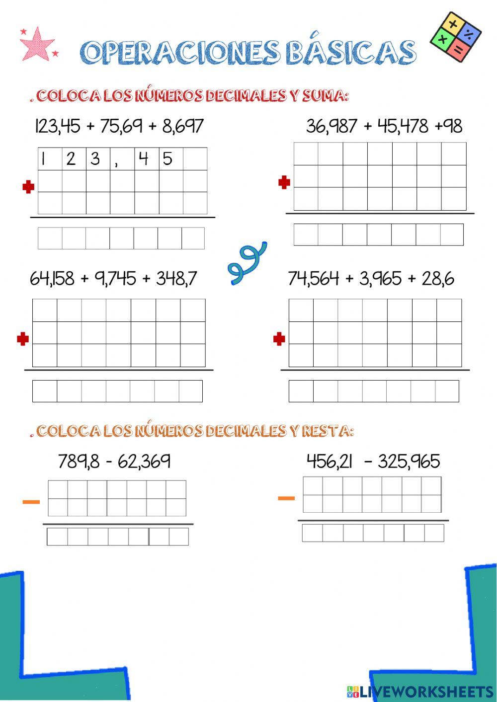 Operaciones con números decimales
