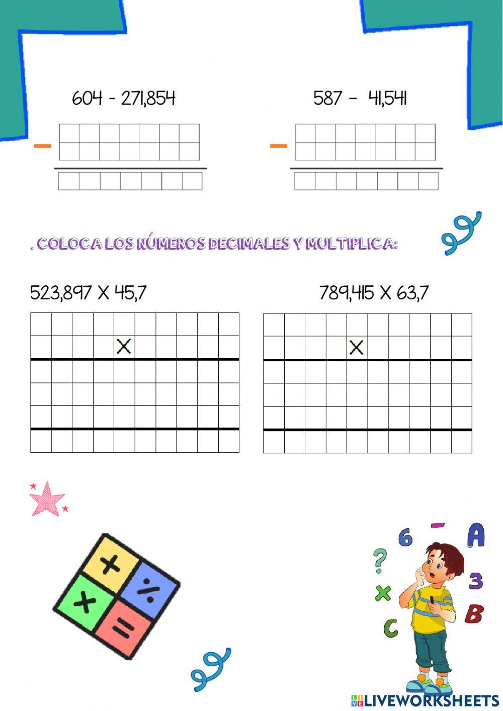 Operaciones con números decimales
