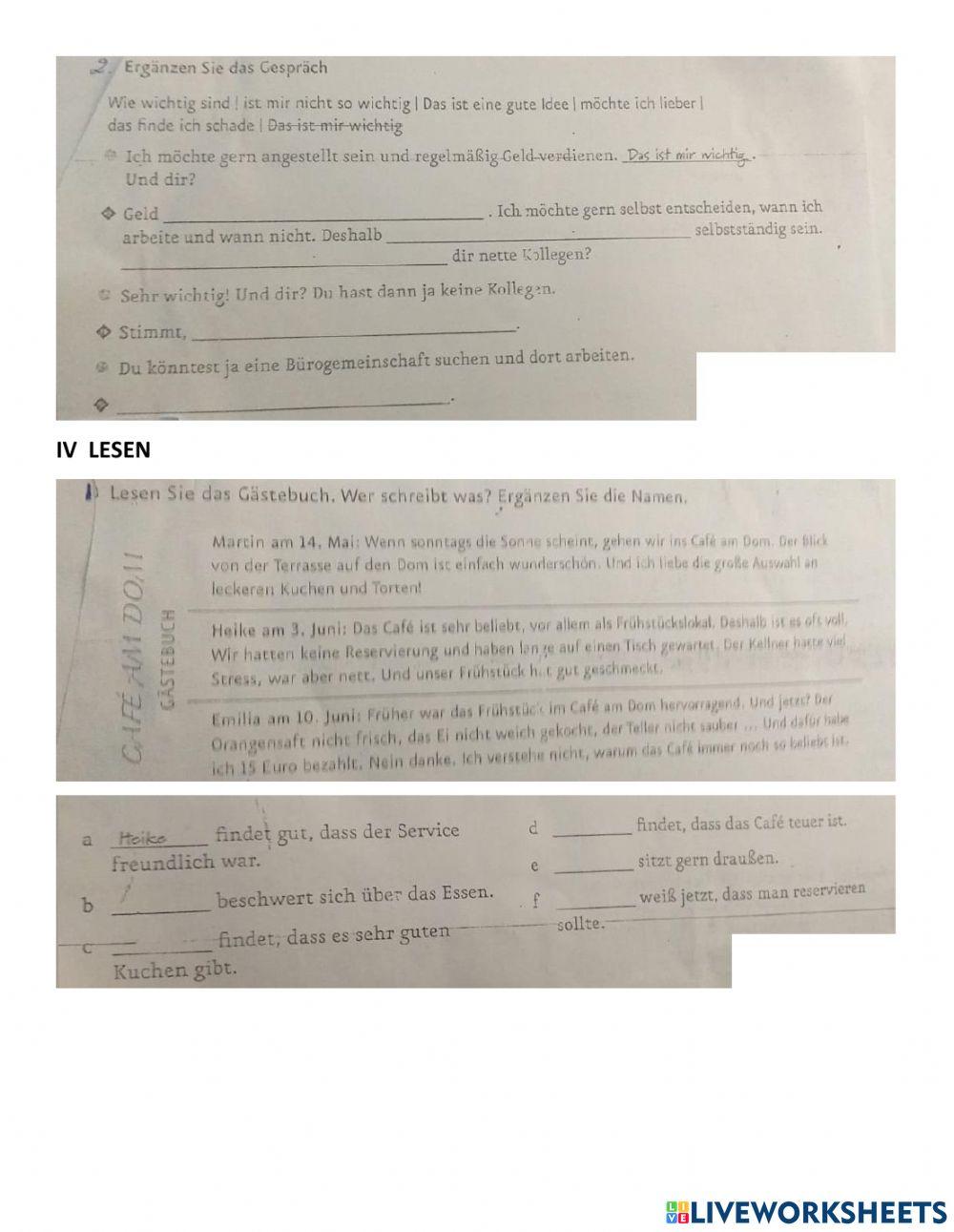 A2 Prüfung Lektionen 9 und 10