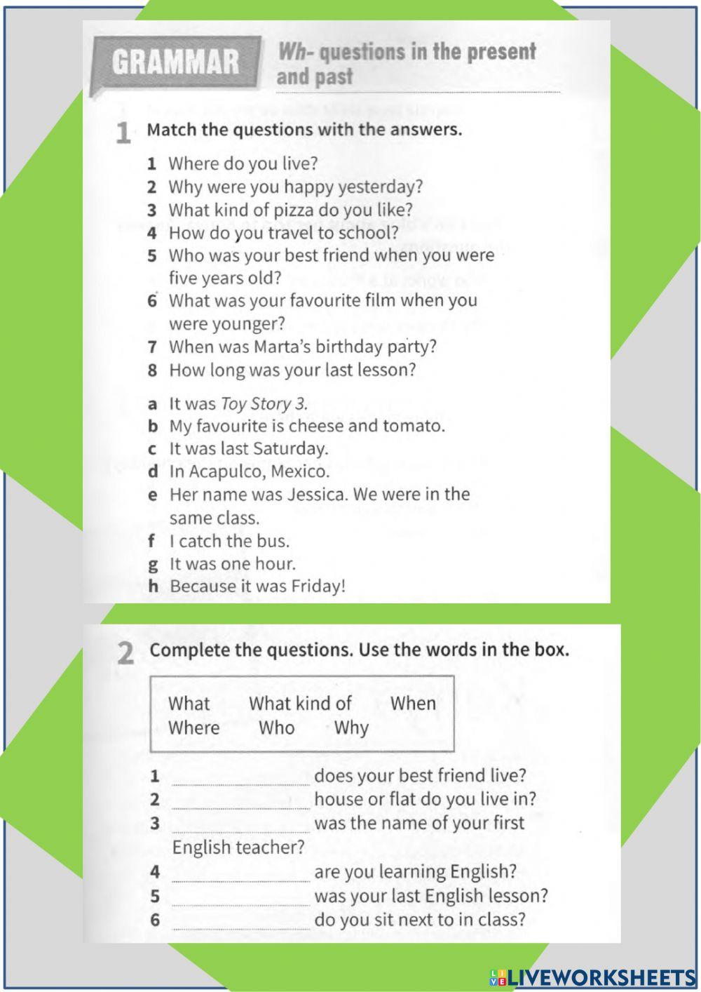 Prepare 5, Ex.1-2, Ex.1,2,3, p.83WB