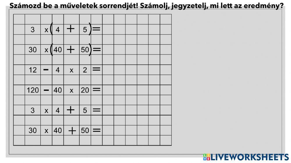 Műveletek sorrendje