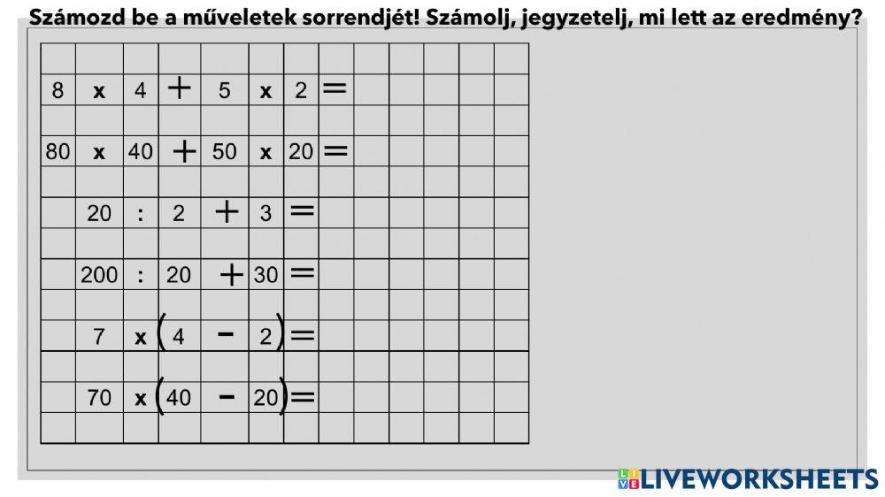 Műveletek sorrendje