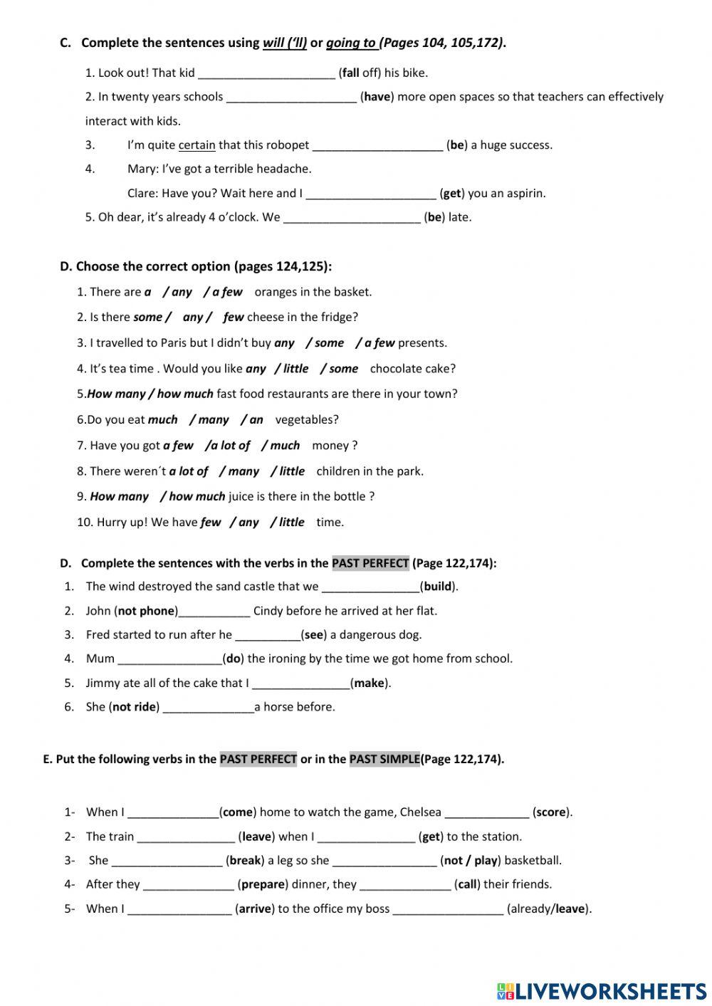 Revision worksheet Module 3 Vocational Course